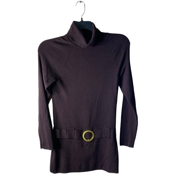 INC International Concept Sweater Women M Knit Tunic Mock Belted Casual Pullover - Picture 1 of 9